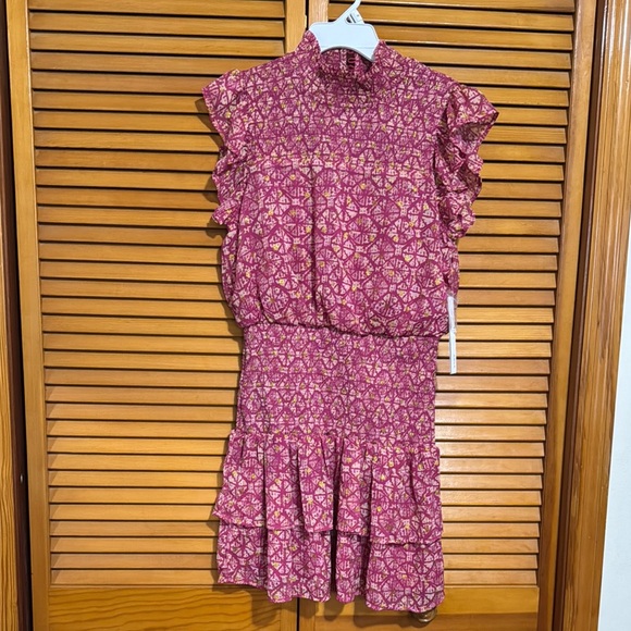 Pink Patterned Ruffle Dress - Picture 1 of 4